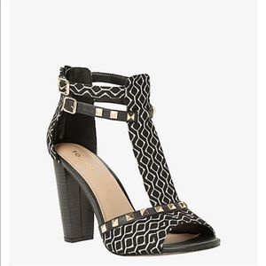 Torrid Tribual Black & Gold Studded Block Heels